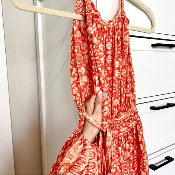 Free People Mid Summers Day Printed Halter Orange Tunic Top or Dress Size Small - Picture 6 of 8